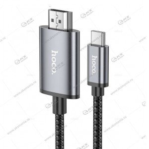 Кабель Hoco UA27 HD экранный кабель Type-C на HDTV 2м серый металл