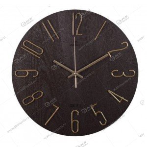 Часы настенные 3010-003 круг d=30см, корпус коричневый + золото "Классика" "Рубин"