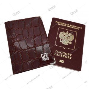 Обложка на паспорт GFF A-079 (крокодил/нат.кожа) бордовый