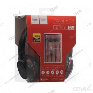 Наушники Hoco W24 Enlighten набор из 2-х наушников с микрофоном красный