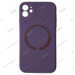 Cиликоновый чехол (Silicone Case) 360 MagSafe для iPhone 11 с защитой камеры чернично-серый