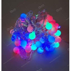 Гирлянда силиконовый провод белый матовый шар 100Led 6м разноцвет
