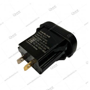 Гнездо прикуривателя (врезное) 12V-24V 2USB QC3.0 AC11+Вольтметр (квадратный)