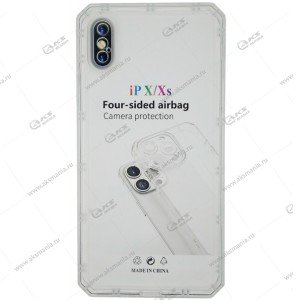 Силикон для iPhone X/XS плотный прозрачный с усиленными краями