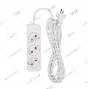 Сетевой удлинитель Rexant STANDARD б/з. 3 розетки 3м, белый (13-4007)