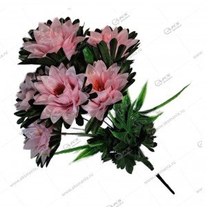Ветка в букете Георгины, 8 голов, цвета ассорти (G8-0040), 50см