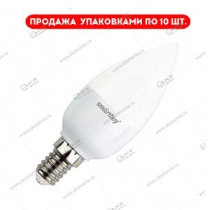 Лампа светодиодная Smartbuy C37-5W-220V-3000K-E14 (свеча, теплый свет)