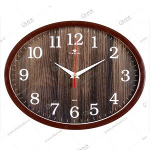 Часы настенные 2720-105 овал 22,5x29см, корпус коричневый "Структура дерева" "Рубин"