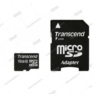 Карта памяти 16GB microSDHC class 10 Transcend 60MB/s с адаптером SD (copy)