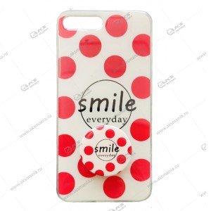 Силикон с рисунком для iPhone 7/8 Plus с попсокетом "Smile" красный