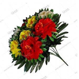Ветка в букете Георгины, 9 голов, цвета ассорти (G9-0083), 48см