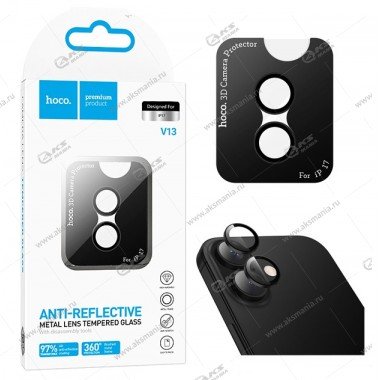 Защитное стекло 3D Hoco V13 metal frame lens film iP17  для задней камеры черный