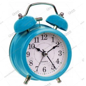 Часы 6025 будильник Quartz 13см голубой