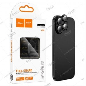 Защитное стекло Hoco V16 Armor metal frame lens glass iP17  для задней камеры черный
