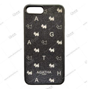 Силикон для iPhone 7/8 Plus с блестками "Agatha" черный
