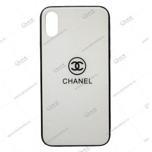 Силикон-стекло с рисунком для iPhone X/XS "Chanle" белый