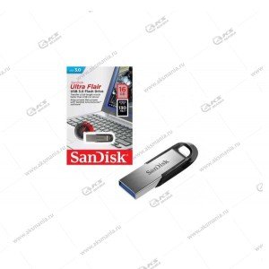 Флешка USB 3.0 16GB SanDisk Ultra Flair металл/чёрный