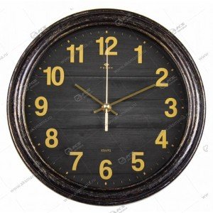 Часы настенные 2924-002 круг d=29см, корпус черный с платиной "Эко" Рубин