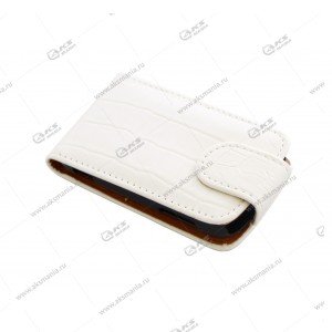Книга вертикал Samsung i8730 белый на пластике CROCO
