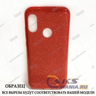 Силикон блестки Honor 8C 3в1 красный