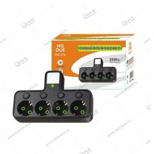 Сетевой фильтр HG-274 2500w 4 розетки + ночник черный