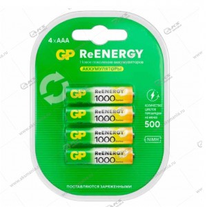 Элемент питания аккумулятор GP ReENERGY R3 (AAA) 1000 mAh/4BL