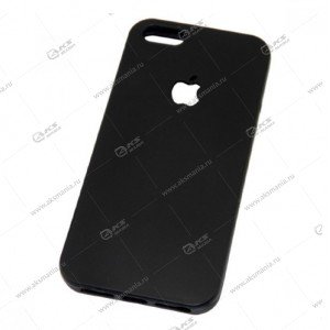 Силикон iPhone 7G тонкий с вырезом в форме яблока черный