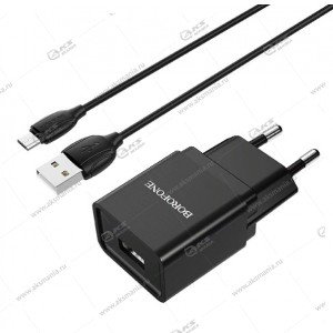 СЗУ Borofone BA19A Nimble 1USB 1A +  кабель Micro USB черный