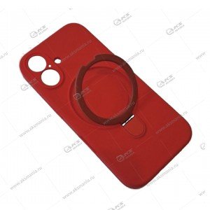 Cиликоновый чехол (Silicone Case) 360 MagSafe-подставка для iPhone 16 красный