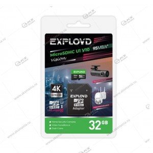Карта памяти 32GB microSDHC Class 10 UHS-1 Elite Exployd с адаптером SD 45 MB/s