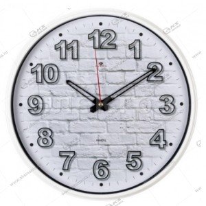 Часы настенные 2940-110 круг d=29см, корпус белый "Кирпичи" "Рубин"