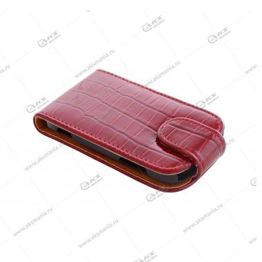 Книга вертикал Samsung i9260 красный на пластике CROCO