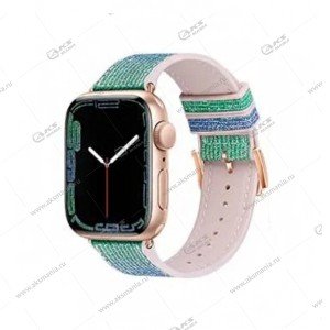Ремешок Hoco WA11 Diamond double-section silicone для Apple Watch(42/44/45/49mm) blue green