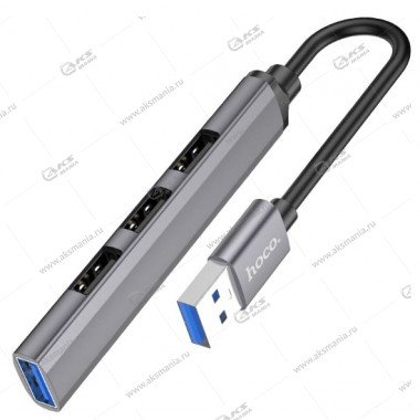 Хаб Hoco HB26 4в1 (USB на USB3.0+USB2.0*3) темно-серый