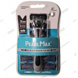 Одноразовый станок для бритья "PearlMax" PM-6611G 6 лезвий+ 10 сменных кассет (цена за упаковку)