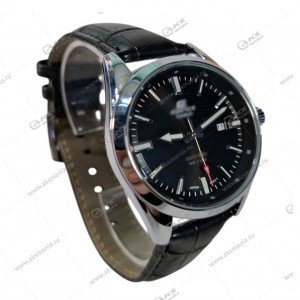 Наручные часы KASIO SAPPHIRE WR100M стрелочные, водонепроницаемые,  под кожу, серебро