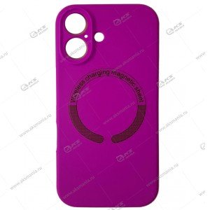 Cиликоновый чехол (Silicone Case) 360 MagSafe для iPhone 16 с защитой камеры фуксия