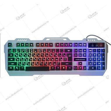 Клавиатура KG-35U Dialog Nakatomi - игровая с подсветкой, корпус металл, USB, серебристая