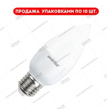 Лампа светодиодная Smartbuy C37-5W-220V-3000K-E27 (свеча, теплый свет)
