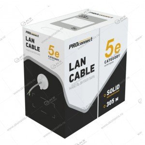 Кабель витая пара омедненный PROconnect U/UTP CCA CAT 5 PVC.4PR 26AWG,  серый,305м 01-0048-3