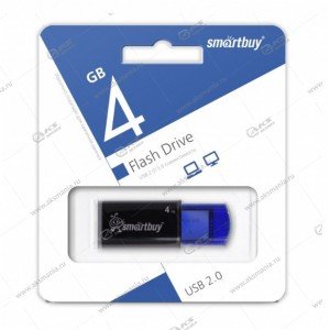 Флешка USB 2.0 4GB SmartBuy Click Blue (черный/синий)