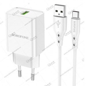 СЗУ Borofone BN5 Jingrui single port QC3.0 charger + кабель Type-C белый