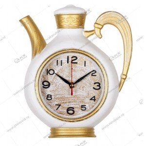 Часы настенные 2622-002 чайник 26,5x24см, корпус белый с золотом "Классика" "Рубин"