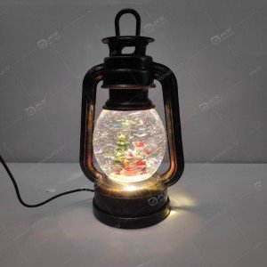 Декоративная лампа с эффектом снегопада и подсветкой "Дед мороз под елкой"