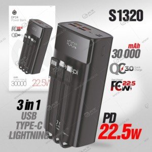 Power Bank Deespi DP24 PD 22.5W LED 30000mAh черный