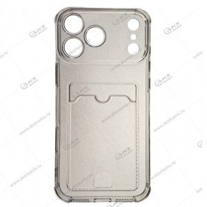 Силикон для iPhone 17 Pro Max плотный прозрачный с картхолдером