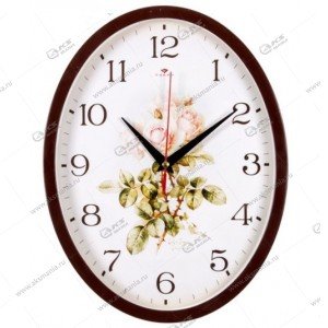 Часы настенные 2720-111 овал 22,5x29см, корпус коричневый "Ретро цветы" "Рубин"