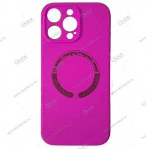 Cиликоновый чехол (Silicone Case) 360 MagSafe для iPhone 16 Pro Max с защитой камеры фуксия