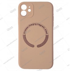Cиликоновый чехол (Silicone Case) 360 MagSafe для iPhone 11 с защитой камеры пудровый