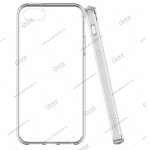 Силикон для  iPhone 5G плотный прозрачный кант серебро